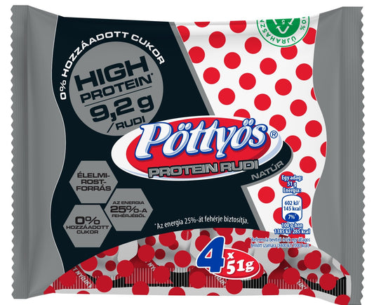 Pöttyös Natúr protein rudi 0% hozzáadott cukorral (4x51g)