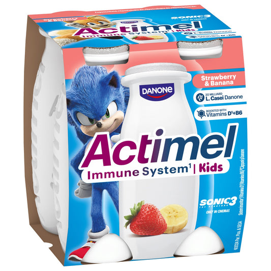 Danone Actimel Kids zsírszegény eper-banánízű joghurtital B6- és D-vitaminnal (4x100g)