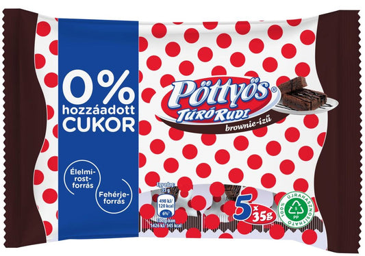 Pöttyös Túró Rudi Brownie ízű 0% hozzáadott cukor multipack (5x35g)